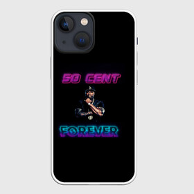 Чехол для iPhone 13 mini с принтом 50 Cent в Кировске,  |  | исполнитель | музыкант | розовый | рэпер | сине фиолетово неоновый | черный