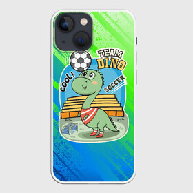 Чехол для iPhone 13 mini с принтом Динозаврик футболист в Кировске,  |  | soccer | дино | динозавр | динозаврик | мячик | футбол