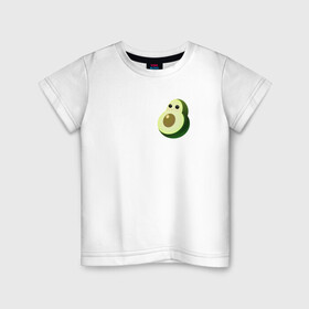 Детская футболка хлопок с принтом Няшный авокадо в Кировске, 100% хлопок | круглый вырез горловины, полуприлегающий силуэт, длина до линии бедер | avocado | cartoon | cute | fruits | kawaii | авокадо | каваи | мило | фрукты