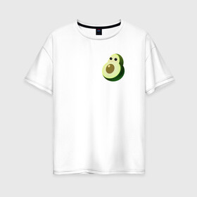 Женская футболка хлопок Oversize с принтом Няшный авокадо в Кировске, 100% хлопок | свободный крой, круглый ворот, спущенный рукав, длина до линии бедер
 | avocado | cartoon | cute | fruits | kawaii | авокадо | каваи | мило | фрукты