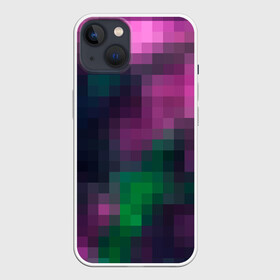 Чехол для iPhone 13 с принтом Разноцветный геометрический уз в Кировске,  |  | абстрактный | геометрический | зеленый | квадраты | клетка | клетчатый узор | молодежный | сиреневый | фиолетовый