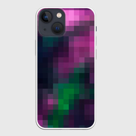 Чехол для iPhone 13 mini с принтом Разноцветный геометрический уз в Кировске,  |  | абстрактный | геометрический | зеленый | квадраты | клетка | клетчатый узор | молодежный | сиреневый | фиолетовый