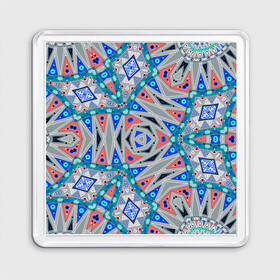 Магнит 55*55 с принтом Серо-синий абстрактный узор  в Кировске, Пластик | Размер: 65*65 мм; Размер печати: 55*55 мм | Тематика изображения на принте: абстрактный | асимметричный | креативный | молодежный | серый | синий | современный