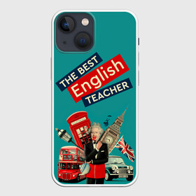 Чехол для iPhone 13 mini с принтом Лучший учитель английского языка в Кировске,  |  | english | англ | английский язык | день учителя | инглиш | классный | колледж | наставник | образование | педагог | преподаватель | руководитель | училище | учитель | школа | язык