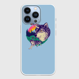 Чехол для iPhone 13 Pro с принтом Волк единорог в Кировске,  |  | Тематика изображения на принте: unicorn | бабочка | волки | деревья | детская | единорог | лес | радуга