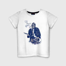 Детская футболка хлопок с принтом Курт Кобейн в Кировске, 100% хлопок | круглый вырез горловины, полуприлегающий силуэт, длина до линии бедер | cobain | kurt | nirvana | кобейн | курт | нирвана | рок