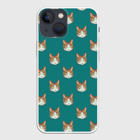 Чехол для iPhone 13 mini с принтом Рыжий кот паттерн в Кировске,  |  | kitty | зеленый | кот | котенок | кошка | паттерн | рыжий кот