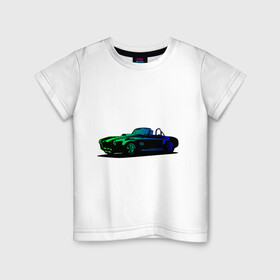 Детская футболка хлопок с принтом SHELBI COBRA I Шелби Кобра в Кировске, 100% хлопок | круглый вырез горловины, полуприлегающий силуэт, длина до линии бедер | дрифт. | кабриолет | неоновая машина | скорость | спорткар