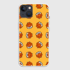 Чехол для iPhone 13 с принтом Тигры паттерн в Кировске,  |  | дикие животные | желтый | иллюстрация | крупные кошки | крупный рисунок | паттерн | песочный цвет | рисунок | рыжий | сафари | тигры