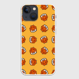 Чехол для iPhone 13 mini с принтом Тигры паттерн в Кировске,  |  | дикие животные | желтый | иллюстрация | крупные кошки | крупный рисунок | паттерн | песочный цвет | рисунок | рыжий | сафари | тигры