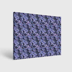 Холст прямоугольный с принтом Сине-фиолетовый цветочный узор в Кировске, 100% ПВХ |  | однотонный | ретро | синие цветы | темный узор | цветочный узор | цветы