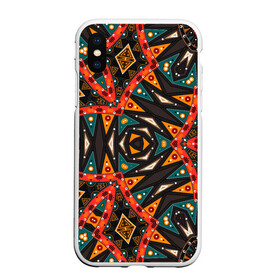 Чехол для iPhone XS Max матовый с принтом Абстрактный арабский узор  в Кировске, Силикон | Область печати: задняя сторона чехла, без боковых панелей | абстрактный | арабский | восточный | геометрические фигуры | заплатки | коричневый | оранжевый | орнамент | пэчворк | современный