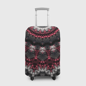 Чехол для чемодана 3D с принтом Красно-черный мозаичный узор  в Кировске, 86% полиэфир, 14% спандекс | двустороннее нанесение принта, прорези для ручек и колес | абстрактный | восточный орнамент | калейдоскоп | красный и черный | креативный | модный | мозаика | орнамент | популярный | современный