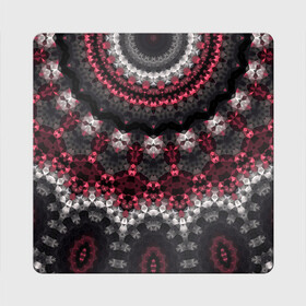 Магнит виниловый Квадрат с принтом Красно-черный мозаичный узор  в Кировске, полимерный материал с магнитным слоем | размер 9*9 см, закругленные углы | абстрактный | восточный орнамент | калейдоскоп | красный и черный | креативный | модный | мозаика | орнамент | популярный | современный