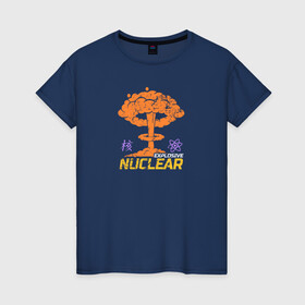Женская футболка хлопок с принтом Nuclear Explosive в Кировске, 100% хлопок | прямой крой, круглый вырез горловины, длина до линии бедер, слегка спущенное плечо | атомный | бомба | взрыв | иероглифы | радиация | физика | ядерный