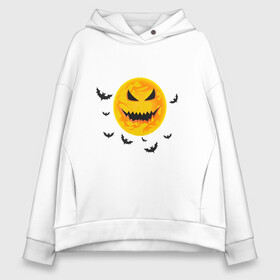 Женское худи Oversize хлопок с принтом Halloween  в Кировске, френч-терри — 70% хлопок, 30% полиэстер. Мягкий теплый начес внутри —100% хлопок | боковые карманы, эластичные манжеты и нижняя кромка, капюшон на магнитной кнопке | drawing | halloweencostume | pumpkin | праздник | хэллоуин