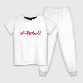 Детская пижама хлопок с принтом Slime Rancher 2  в Кировске, 100% хлопок |  брюки и футболка прямого кроя, без карманов, на брюках мягкая резинка на поясе и по низу штанин
 | Тематика изображения на принте: gamer | games | monomi park | slime | иллюстрация | лого