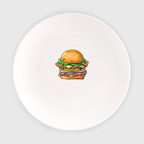 Тарелка с принтом Даблмак в Кировске, фарфор | диаметр - 210 мм
диаметр для нанесения принта - 120 мм | бургер | вредная еда | гамбургер | иллюстрация | макдак | чизбургер