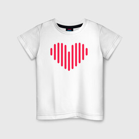 Детская футболка хлопок с принтом Минималистичное сердце в Кировске, 100% хлопок | круглый вырез горловины, полуприлегающий силуэт, длина до линии бедер | векторная иллюстрация | красное | люблю | любовь | минимализм | минималистичное | рисунок | розовое | сердечко | сердце | современный дизайн | техно