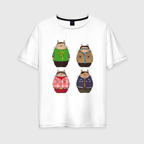 Женская футболка хлопок Oversize с принтом Big Bang Totoro в Кировске, 100% хлопок | свободный крой, круглый ворот, спущенный рукав, длина до линии бедер
 | big bang theory | ghibli | japan | nature | neigbor | neighbour | totoro | анимация | аниме | гибли | друг | животные | лес | милый | миядзаки | мой сосед тоторо | мульт | мультфильм | природа | сосед | теория большого взрыва | тоторо