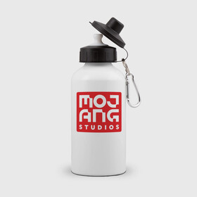 Бутылка спортивная с принтом Mojang Studios в Кировске, металл | емкость — 500 мл, в комплекте две пластиковые крышки и карабин для крепления | gamers | games | microsoft | minecraft | mojang | xbox | иллюстрация | логотип