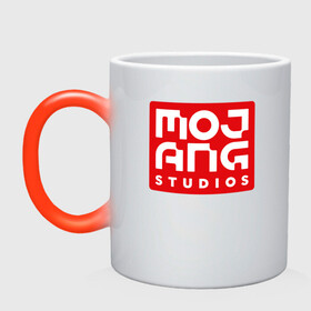 Кружка хамелеон с принтом Mojang Studios в Кировске, керамика | меняет цвет при нагревании, емкость 330 мл | gamers | games | microsoft | minecraft | mojang | xbox | иллюстрация | логотип