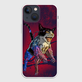 Чехол для iPhone 13 mini с принтом CYBERCAT | КИБЕРКОТ (Z) в Кировске,  |  | 2077 | cat | cats | cyber cat | meow | кибер кот | киберкот | кот | котик | котики | коты | кошка | кошки | красивая кошка | мяу