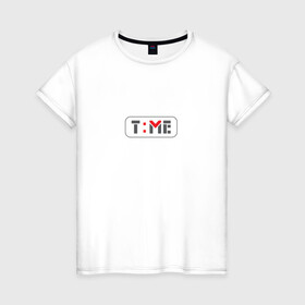 Женская футболка хлопок с принтом Часы iWatch в Кировске, 100% хлопок | прямой крой, круглый вырез горловины, длина до линии бедер, слегка спущенное плечо | letter | time | watch | буквы | время | сейчас