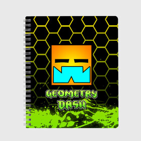 Тетрадь с принтом Geometry Dash (Классика) в Кировске, 100% бумага | 48 листов, плотность листов — 60 г/м2, плотность картонной обложки — 250 г/м2. Листы скреплены сбоку удобной пружинной спиралью. Уголки страниц и обложки скругленные. Цвет линий — светло-серый
 | Тематика изображения на принте: dash | geometry | geometry dash | геометри десш | квадрат | мобильная игра | шеометри даш