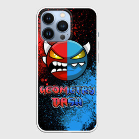 Чехол для iPhone 13 Pro с принтом Geometry Dash (Red | Blue) в Кировске,  |  | Тематика изображения на принте: dash | geometry | geometry dash | геометри десш | квадрат | мобильная игра | шеометри даш