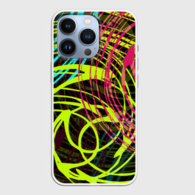 Чехол для iPhone 13 Pro с принтом Разноцветные спирали в Кировске,  |  | абстрактный | желтый | круги | модный | молодежный | разводы | разноцветная абстракция | розовый | современный | спирали | черный