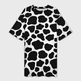 Платье-футболка 3D с принтом Пятна Далматинца в Кировске,  |  | 101 далматинец | dalmations | далматин | мраморный окрас | черно белые пятна | черное на белом