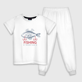 Детская пижама хлопок с принтом Лучший рыболовный клуб в Кировске, 100% хлопок |  брюки и футболка прямого кроя, без карманов, на брюках мягкая резинка на поясе и по низу штанин
 | Тематика изображения на принте: fish | fishing | мужику | мужчине | на рыбалке | на рыбалку | рыба | рыбак | рыбакам | рыбаку | рыбалка | удочка
