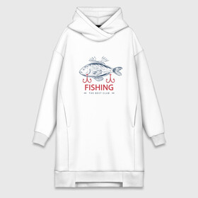 Платье-худи хлопок с принтом Лучший рыболовный клуб в Кировске,  |  | fish | fishing | мужику | мужчине | на рыбалке | на рыбалку | рыба | рыбак | рыбакам | рыбаку | рыбалка | удочка