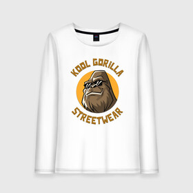 Женский лонгслив хлопок с принтом Koll Gorilla Streetwear в Кировске, 100% хлопок |  | gorilla | koll gorilla | streetwear | горилла | обезьяна