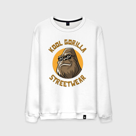 Мужской свитшот хлопок с принтом Koll Gorilla Streetwear в Кировске, 100% хлопок |  | gorilla | koll gorilla | streetwear | горилла | обезьяна