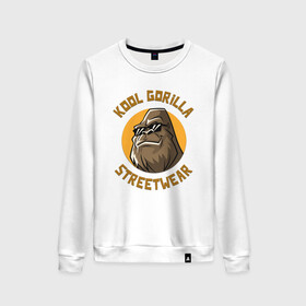 Женский свитшот хлопок с принтом Koll Gorilla Streetwear в Кировске, 100% хлопок | прямой крой, круглый вырез, на манжетах и по низу широкая трикотажная резинка  | gorilla | koll gorilla | streetwear | горилла | обезьяна