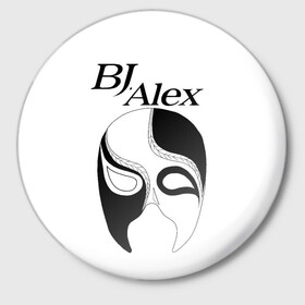 Значок с принтом Маска BJ Alex в Кировске,  металл | круглая форма, металлическая застежка в виде булавки | Тематика изображения на принте: alex | bj | bj alex | алекс | ан джи вон | аниме | дживон | маска | сенен ай | стример