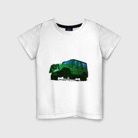 Детская футболка хлопок с принтом УАЗ Хантер I Hunter в Кировске, 100% хлопок | круглый вырез горловины, полуприлегающий силуэт, длина до линии бедер | off road | внедорожник | джип | зеленый | камень | уазик