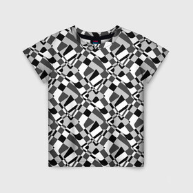 Детская футболка 3D с принтом Черно-белый абстрактный узор в Кировске, 100% гипоаллергенный полиэфир | прямой крой, круглый вырез горловины, длина до линии бедер, чуть спущенное плечо, ткань немного тянется | Тематика изображения на принте: абстрактный | геометрический | модный | молодежный | монохромный | простой | черный и белый