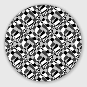 Коврик для мышки круглый с принтом Черно-белый абстрактный узор в Кировске, резина и полиэстер | круглая форма, изображение наносится на всю лицевую часть | абстрактный | геометрический | модный | молодежный | монохромный | простой | черный и белый