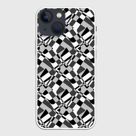 Чехол для iPhone 13 mini с принтом Черно белый абстрактный узор в Кировске,  |  | абстрактный | геометрический | модный | молодежный | монохромный | простой | черный и белый