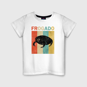 Детская футболка хлопок с принтом Дождевая жаба Frog + Avocado в Кировске, 100% хлопок | круглый вырез горловины, полуприлегающий силуэт, длина до линии бедер | Тематика изображения на принте: avocado | breviceps fuscus | english | frog | авокадо | амфибия | африка | африканская дождевая лягушка | винтаж | винтажный дизайн | дождевая жаба | жаба | иллюстрация | иностранный | лягушка | надпись | по английски