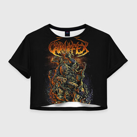 Женская футболка Crop-top 3D с принтом Carnifex в Кировске, 100% полиэстер | круглая горловина, длина футболки до линии талии, рукава с отворотами | carnifex | die without hope | graveside confessions | world war x | группы | дэткор | карнифекс | музыка | рок