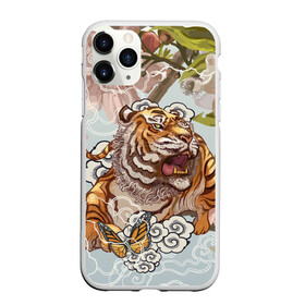 Чехол для iPhone 11 Pro матовый с принтом Тигр в облаках в Кировске, Силикон |  | бабочка | восточные мотивы | нежность | облака | сакура | тигр | хищник | цветы