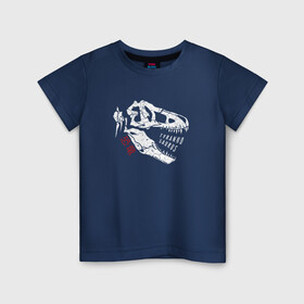 Детская футболка хлопок с принтом Тиранозавр Рекс в Кировске, 100% хлопок | круглый вырез горловины, полуприлегающий силуэт, длина до линии бедер | Тематика изображения на принте: дино | динозавр | животные | зверь | иероглифы | скелет | тиранозавр рекс | хищник | череп