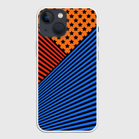 Чехол для iPhone 13 mini с принтом Комбинированный полосатый узор в Кировске,  |  | абстрактный | геометрический | звезды | комбинированный | косые полосы | молодежный | полосатый узор | полосы | популярный | современный