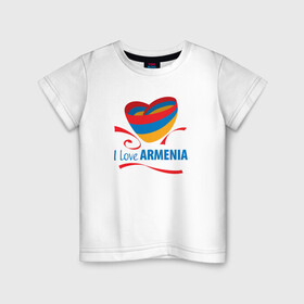 Детская футболка хлопок с принтом Я люблю Армению в Кировске, 100% хлопок | круглый вырез горловины, полуприлегающий силуэт, длина до линии бедер | armenia | logo | армения | армян | армяни | герб | лев и орел | лого | символ | флаг | флаг и герб армении