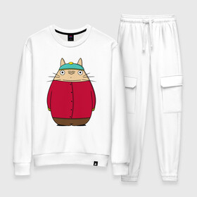 Женский костюм хлопок с принтом Totoro Cartman в Кировске, 100% хлопок | на свитшоте круглая горловина, мягкая резинка по низу. Брюки заужены к низу, на них два вида карманов: два 