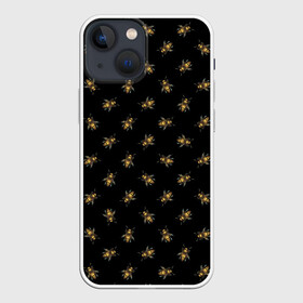 Чехол для iPhone 13 mini с принтом Золотые пчелы паттерн в Кировске,  |  | золотые пчелы | иллюстрация | мед | насекомые | паттерн | пчелы | рисунок | черный